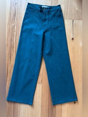 Discount Divas Wide-Leg High-Rise Pants in Teal for Women, Size Small